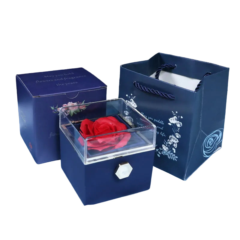 Valentine’s Day & Anniversary Surprise – Eternal Preserved Rose Gift for Women, Rotating Rose Jewelry Gift Box - Worthiy