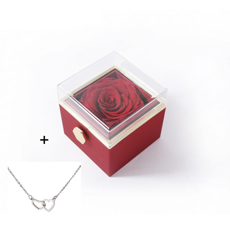 Valentine’s Day & Anniversary Surprise – Eternal Preserved Rose Gift for Women, Rotating Rose Jewelry Gift Box - Worthiy