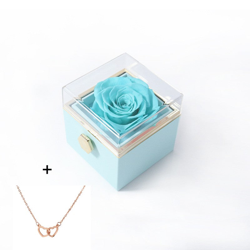 Valentine’s Day & Anniversary Surprise – Eternal Preserved Rose Gift for Women, Rotating Rose Jewelry Gift Box - Worthiy